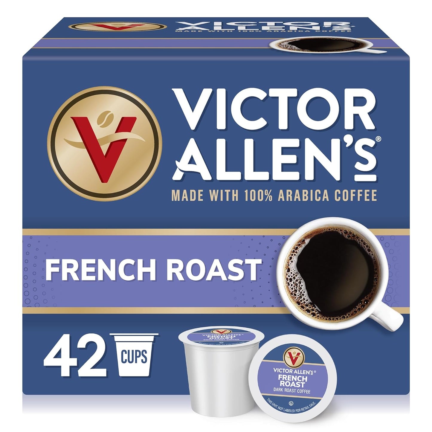 Victor Allen's Coffee Seattle Dark Roast K-Cup pods for Keurig, single serve coffee cups in an 80-count box.