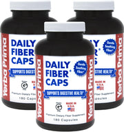 Yerba Prima Daily Fiber Capsules – 180 Caps (Pack of 3) - Soluble Dietary Fiber Supplement - Colon Cleanse - Gut Health - Constipation Relief – Vegan Non-GMO Gluten-Free