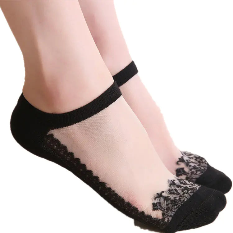 Invisible Breathable Lace Short Tube Ladies Socks