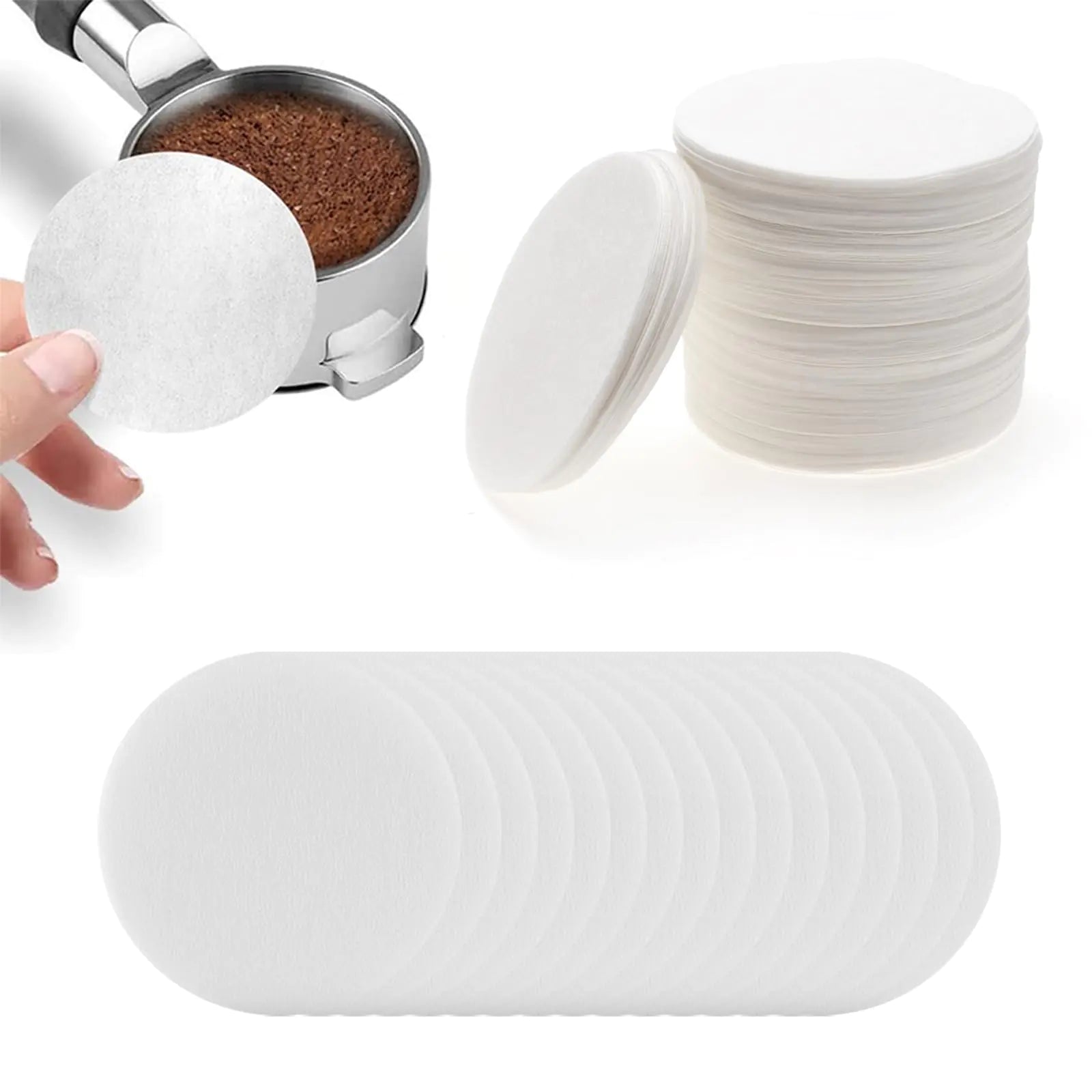 BERRYLION 600pcs Coffee Paper Filter 53mm Unbleached Coffee Filter Paper Round Coffee Maker Filters Compatible with 54mm Portafilters Baskets Disposable Coffee Tea Filters