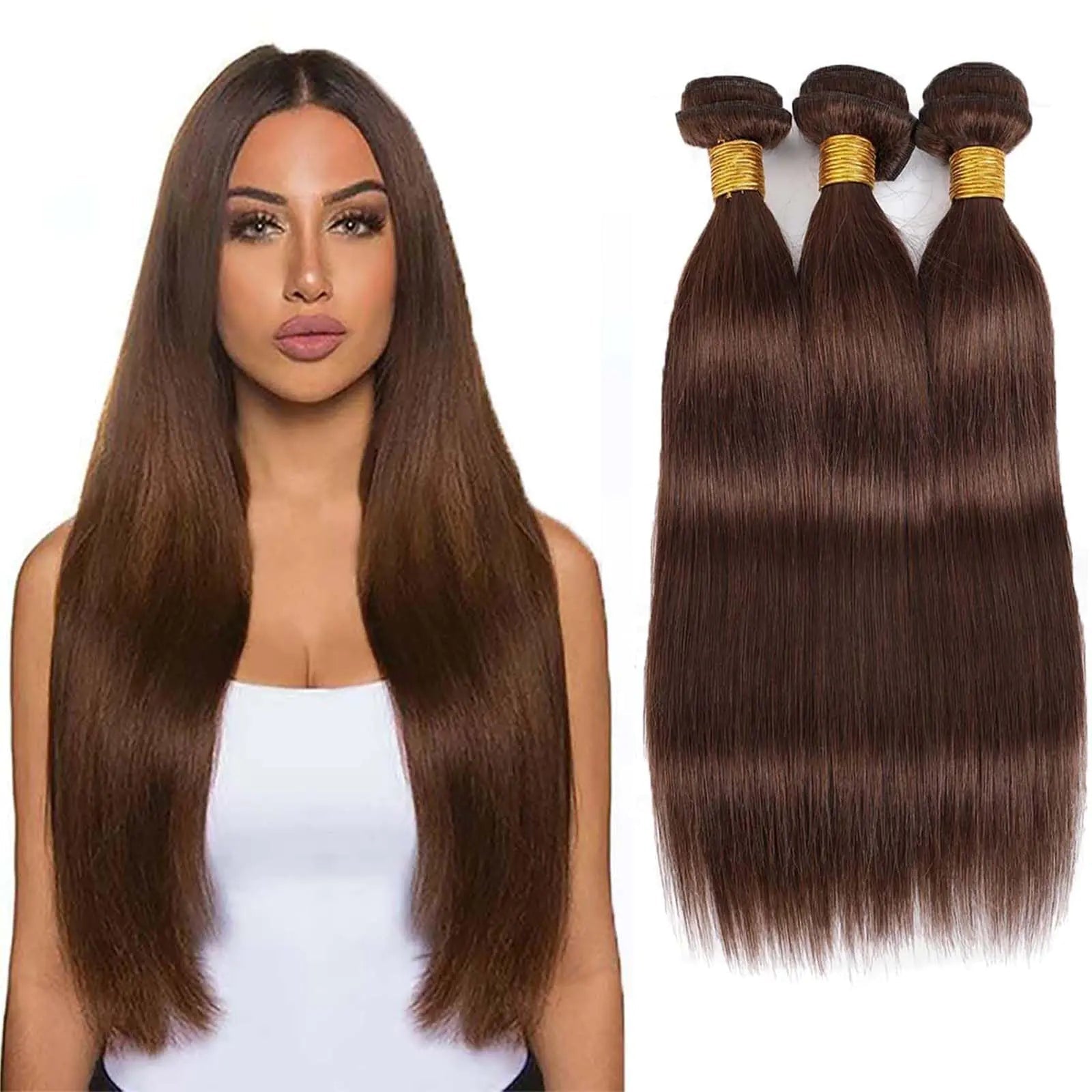 Wahairse Human Hair Bundles 20 22 24 Inch Straight Bundles Color 4 Human Hair Unprocessed Brazilian Virgin Human Hair 3 Bundles Quick Weave Human Hair Extensions (4 Straight 20 22 24) - BACKUPMYFILESNOW