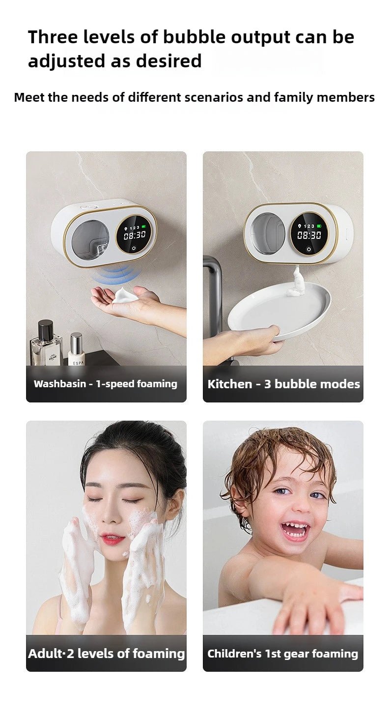 Wall Mounted Automatic Soap Dispenser with Large Capacity Non - contact Rechargeable Sensor Kitchen with LED Intelligence Cleaning - BACKUPMYFILESNOW