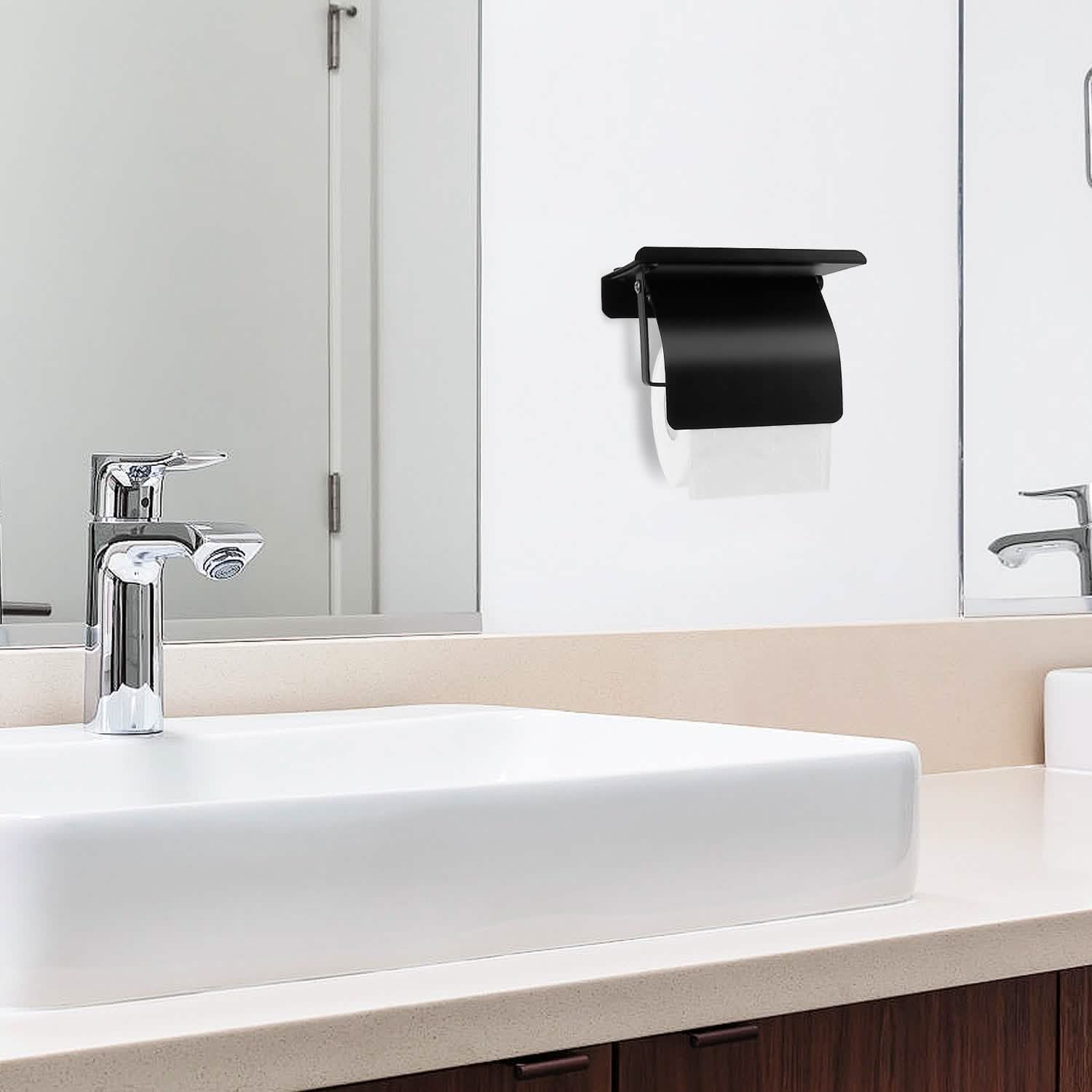 Wall Mounted Toilet Paper Holder with Phone Storage Rack - BACKUPMYFILESNOW.COM®