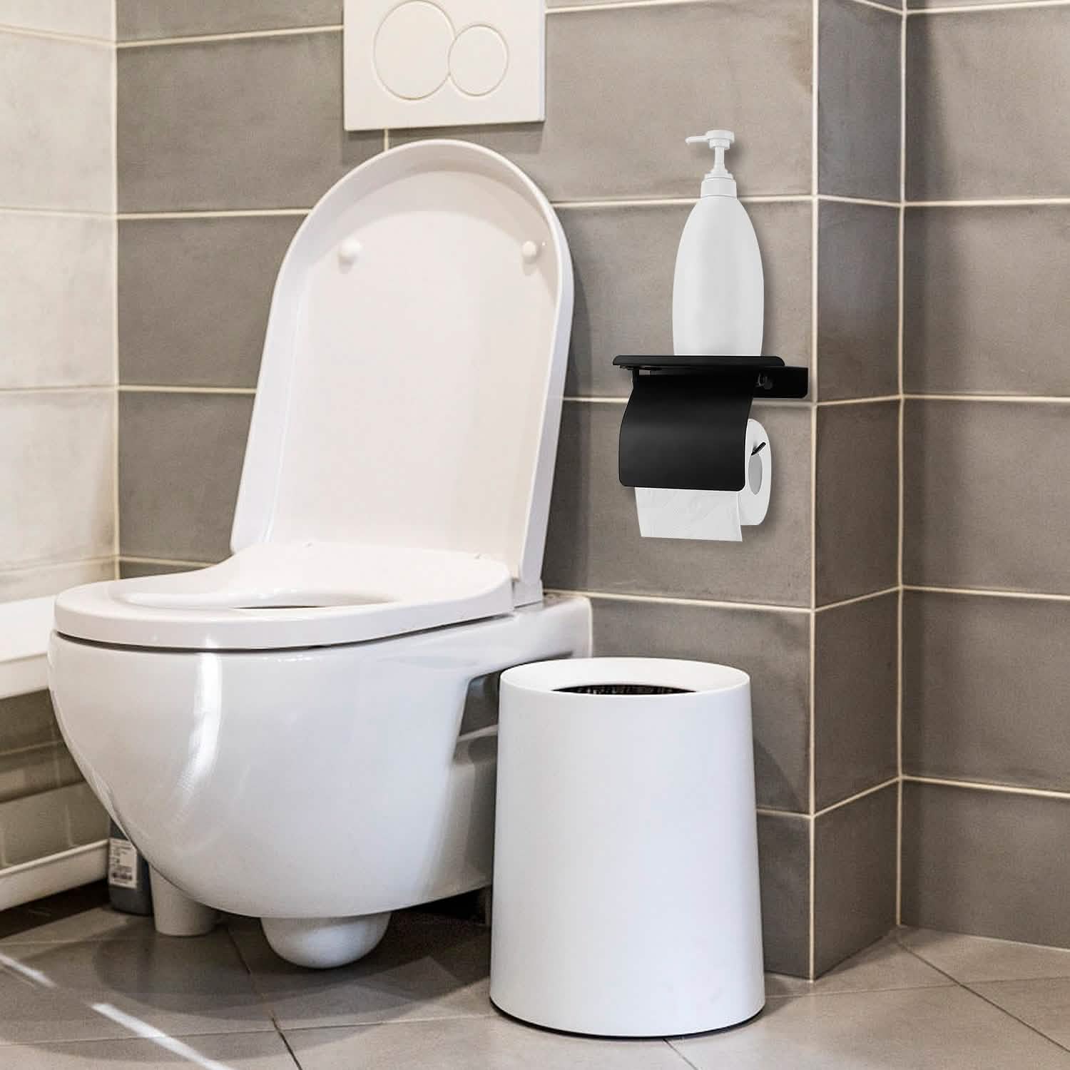 Wall Mounted Toilet Paper Holder with Phone Storage Rack - BACKUPMYFILESNOW.COM®