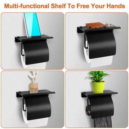 Wall Mounted Toilet Paper Holder with Phone Storage Rack - BACKUPMYFILESNOW.COM®