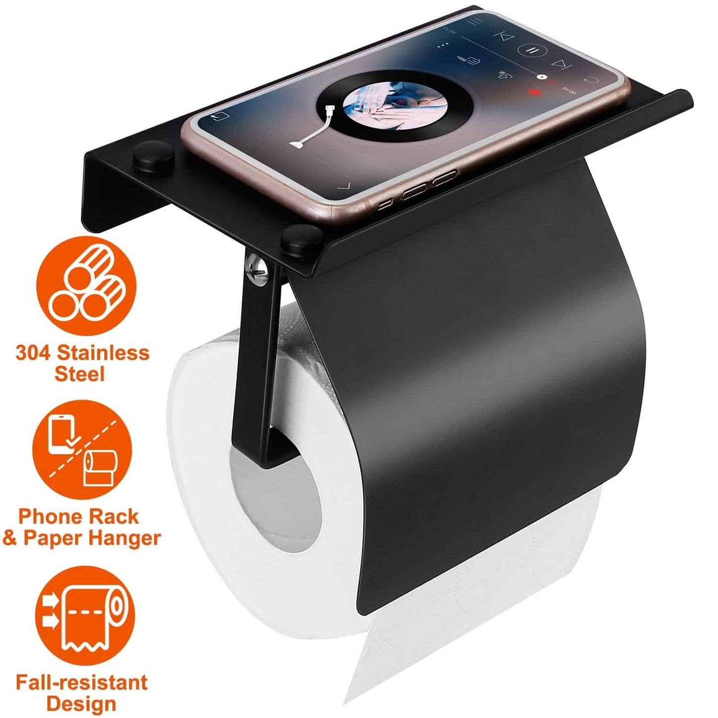 Wall Mounted Toilet Paper Holder with Phone Storage Rack - BACKUPMYFILESNOW.COM®