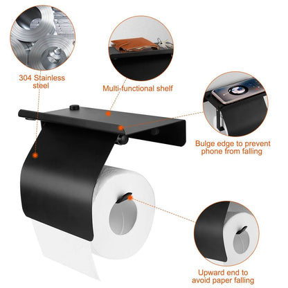 Wall Mounted Toilet Paper Holder with Phone Storage Rack - BACKUPMYFILESNOW.COM®