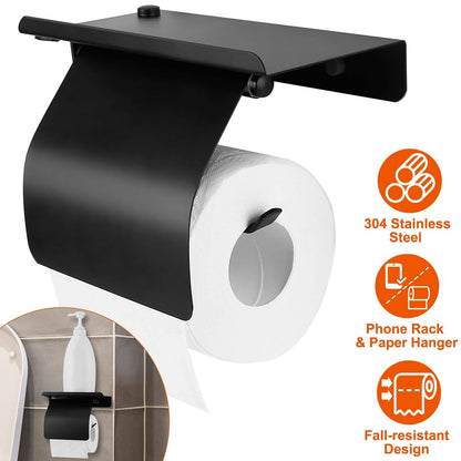 Wall Mounted Toilet Paper Holder with Phone Storage Rack - BACKUPMYFILESNOW.COM®