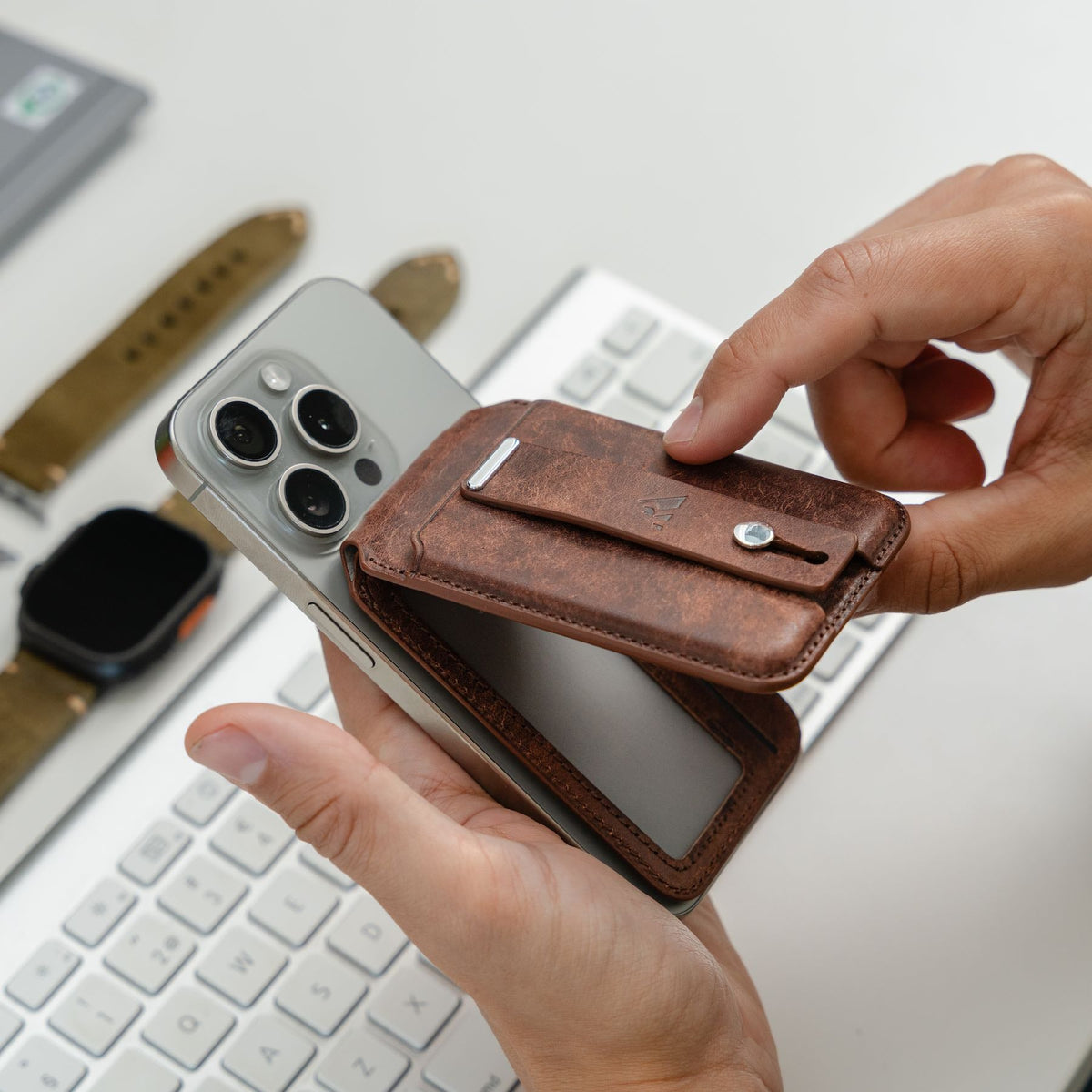 Robust magnetic cardholder wallet with sleek black design, holding credit cards and IDs, compact and stylish.