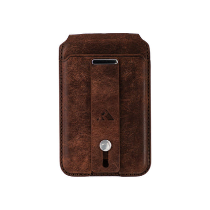 Robust magnetic cardholder wallet with sleek design, holding credit cards and IDs securely in a compact black leather finish.