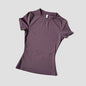 Women’s navy seamless yoga top by WAREBALL, short-sleeve fitness shirt ideal for gym, running, and active wear.