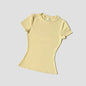 Navy women’s seamless yoga top from WAREBALL, short sleeve activewear shirt ideal for fitness, gym, running, and yoga.