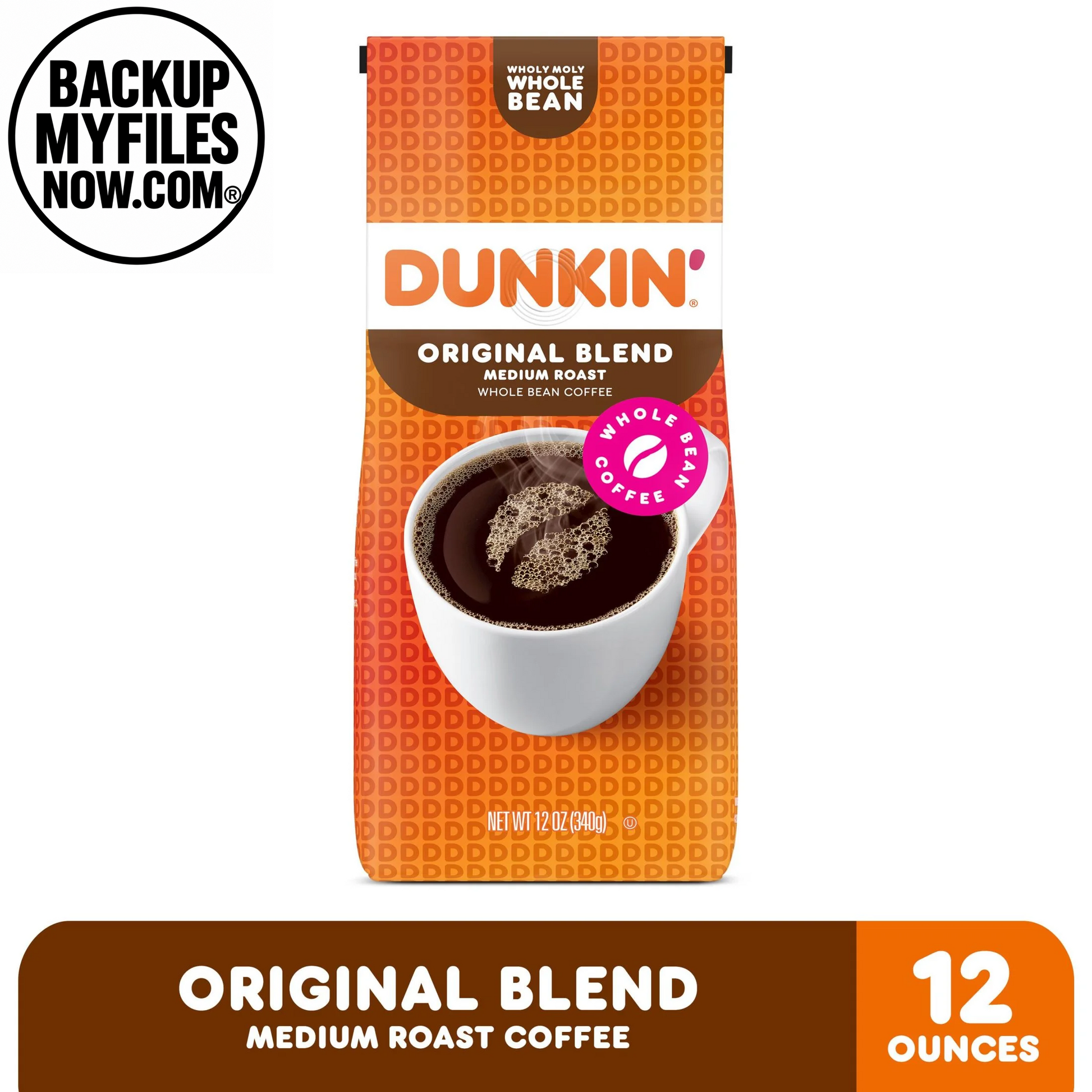 Dunkin’ Original Blend Whole Bean Coffee, Medium Roast, 12 Oz Bag