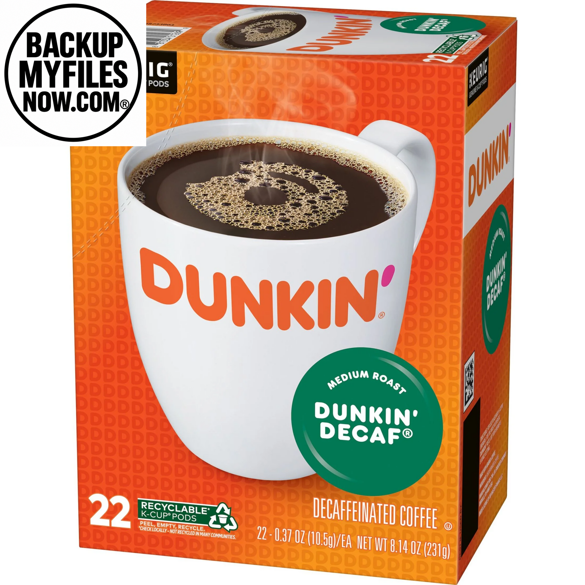 (4 Pack) Dunkin’ Decaf Medium Roast Coffee, Keurig K Cup Pods, 22 Count Box