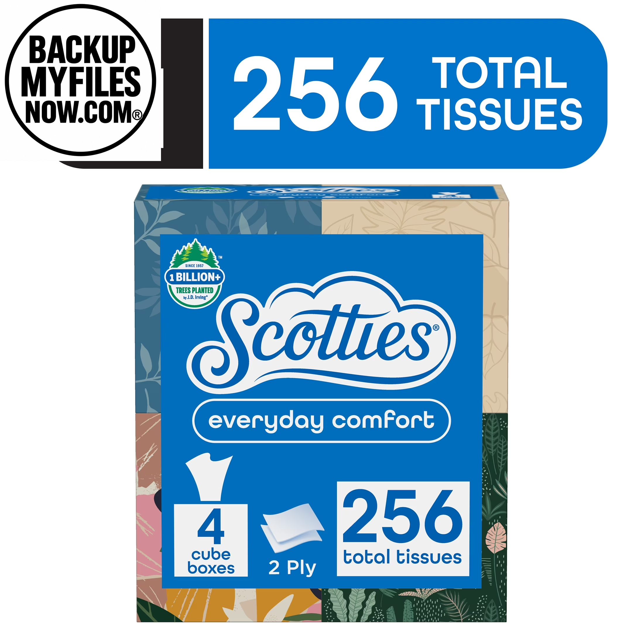 (6 Pack) Scotties Everyday Comfort Facial Tissues 2-Ply Cube Boxes 4 Pack (256 Total Tissues)