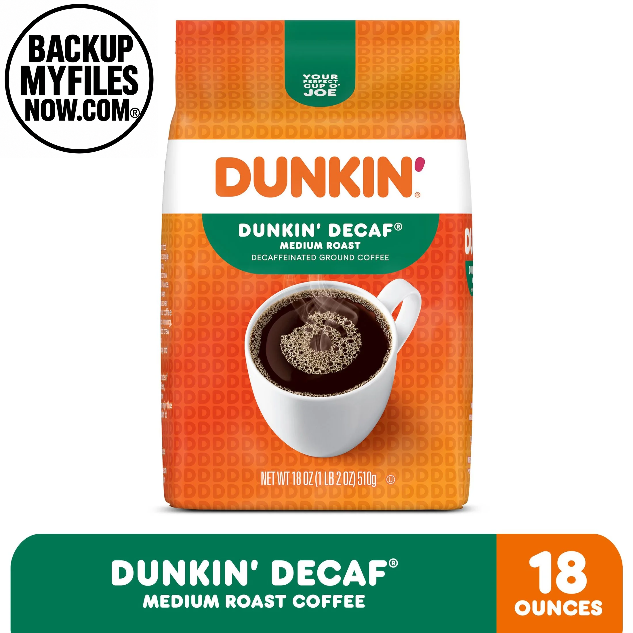 Dunkin’ Decaf Medium Roast Ground Coffee, 18 Oz Bag