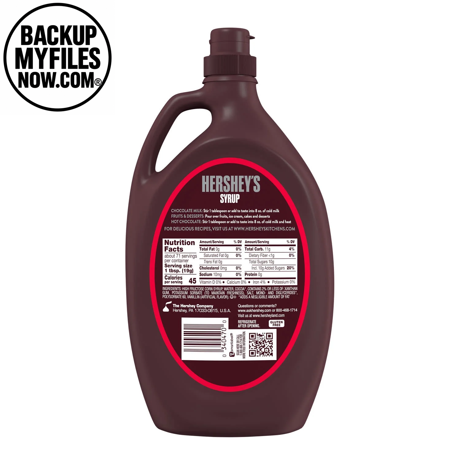 Hershey'S Chocolate Flavored Syrup, Bulk Bottle 48 Oz