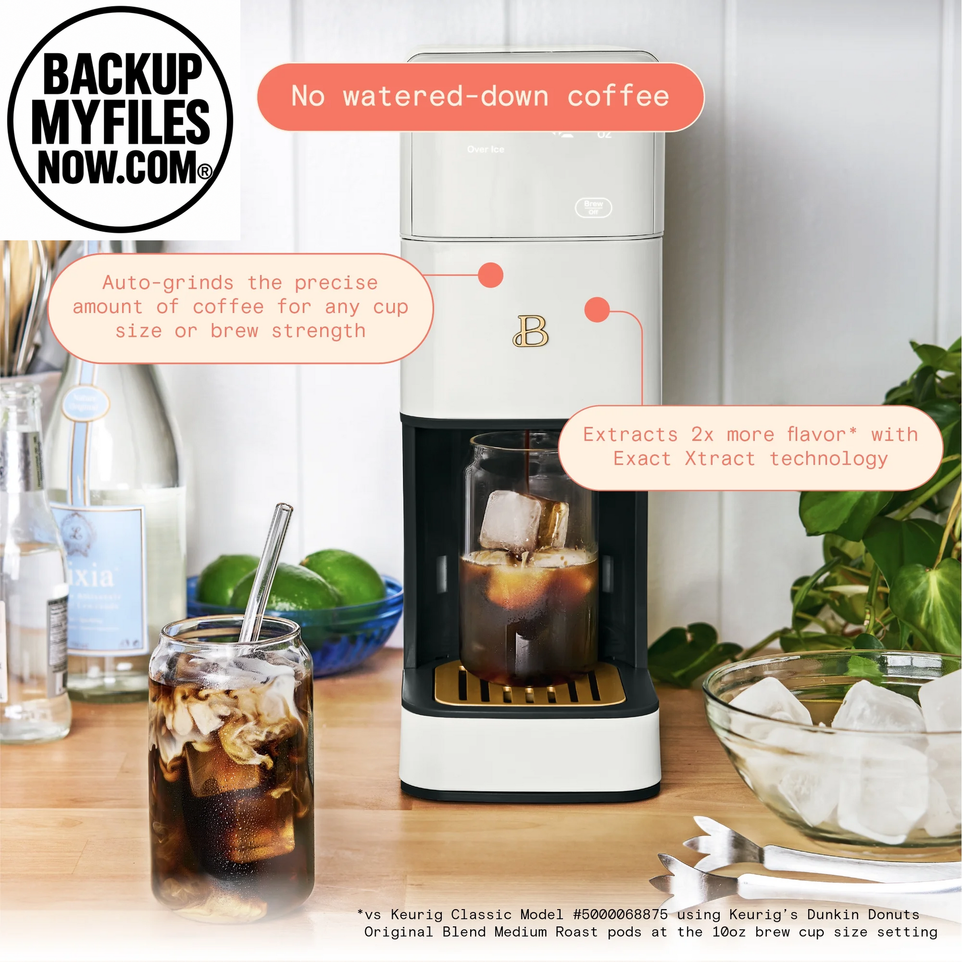 Beautiful Perfect Grind™ Programmable Single Serve Coffee Maker with Build-In Grinder, White Icing by Drew Barrymore