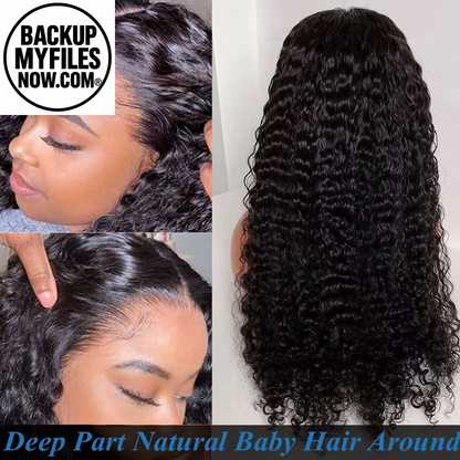 Moxika human hair deep wave lace front wig with 13x4 and 13x6 lace, 200 density, curly, natural-looking frontal wig.