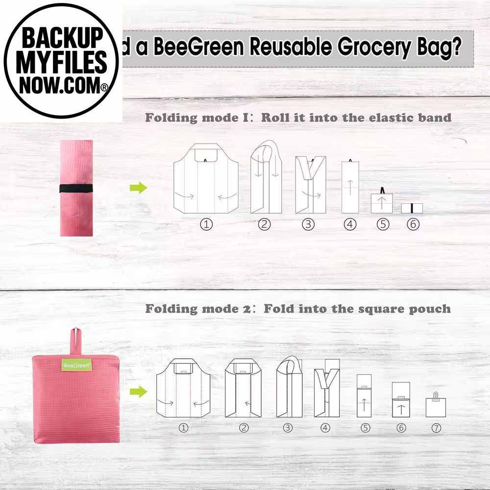 10 Pack Pink Reusable Grocery Bag with Storage Pouch, Reusable Shopping Bags Bulk with Elastic Band