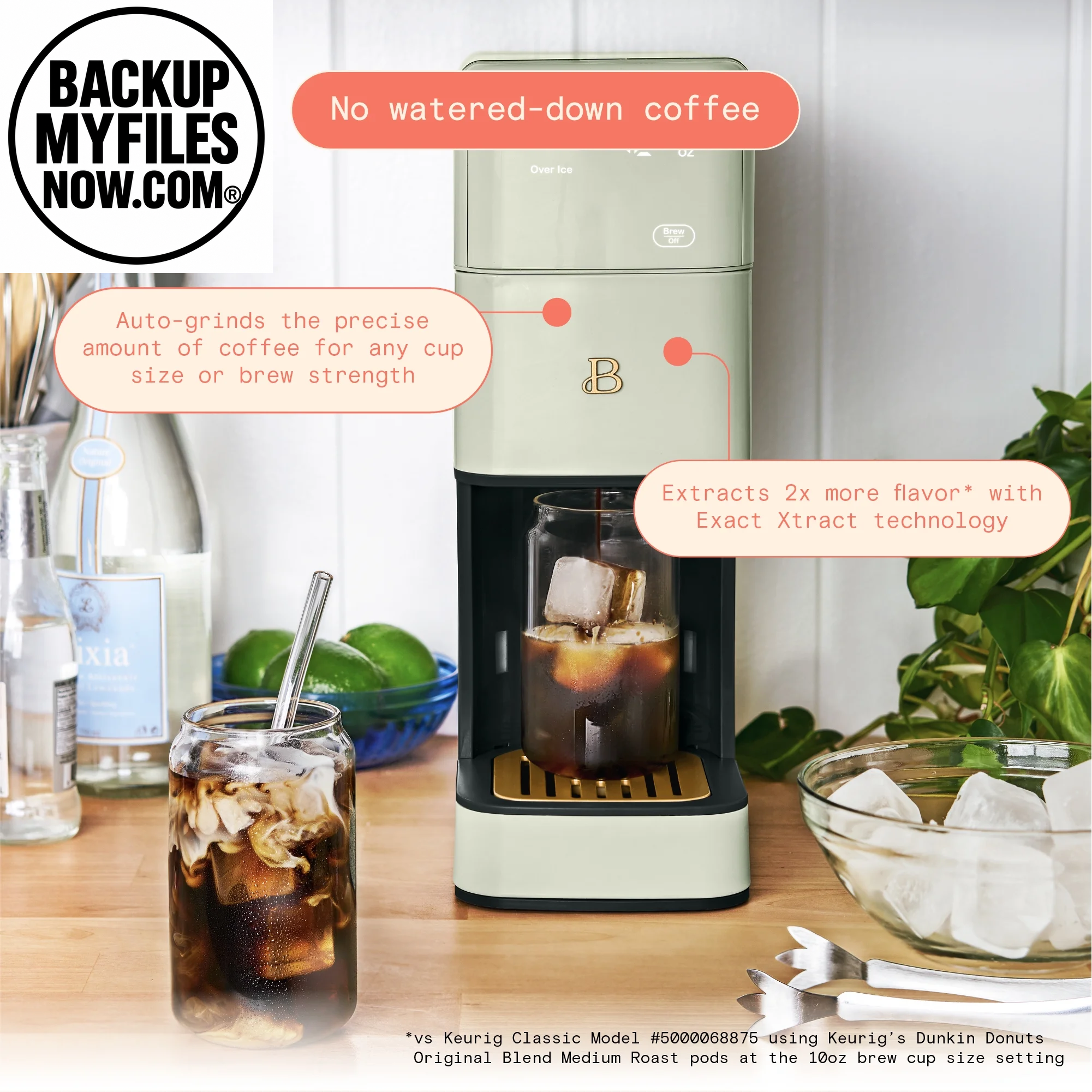 Beautiful Perfect Grind™ Programmable Single Serve Coffee Maker, Sage Green by Drew Barrymore