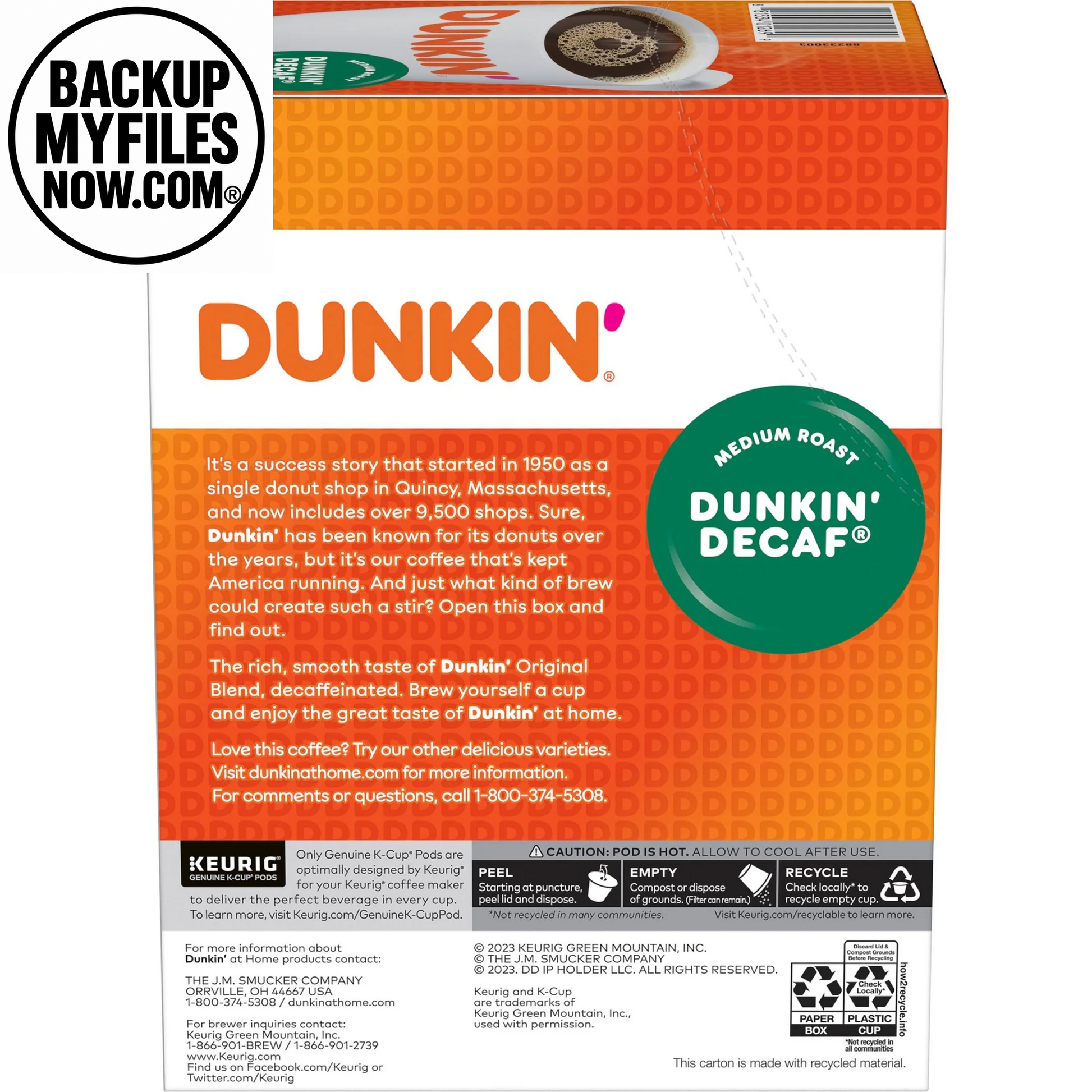 (4 Pack) Dunkin’ Decaf Medium Roast Coffee, Keurig K Cup Pods, 22 Count Box