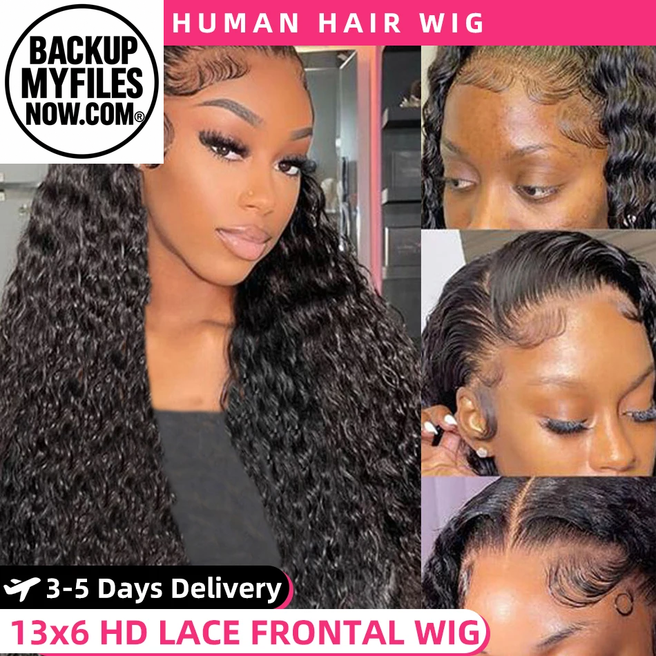 Moxika human hair deep wave lace front wig with 13x4 and 13x6 lace, 200 density, curly style, natural appearance, watermarked image
