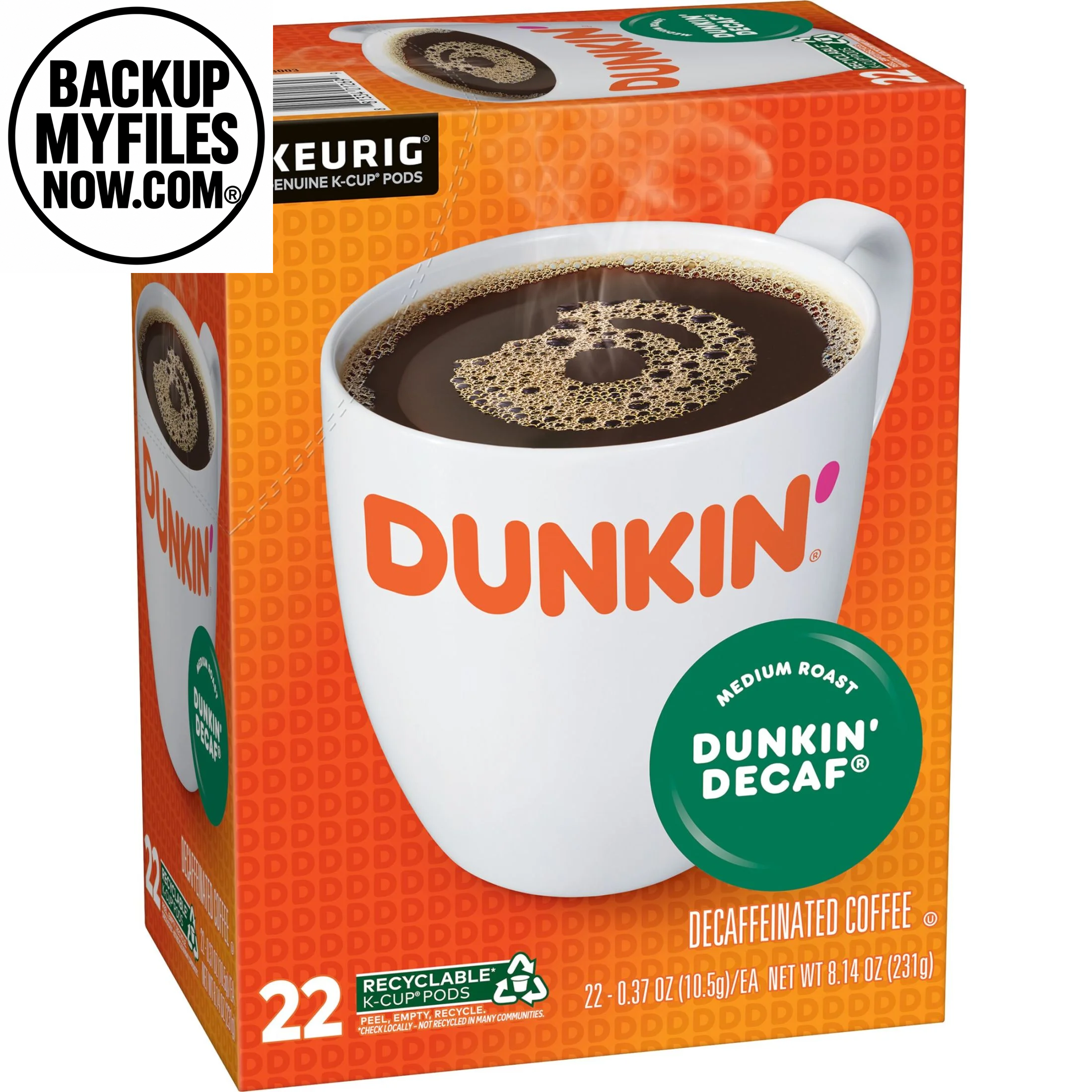 (4 Pack) Dunkin’ Decaf Medium Roast Coffee, Keurig K Cup Pods, 22 Count Box
