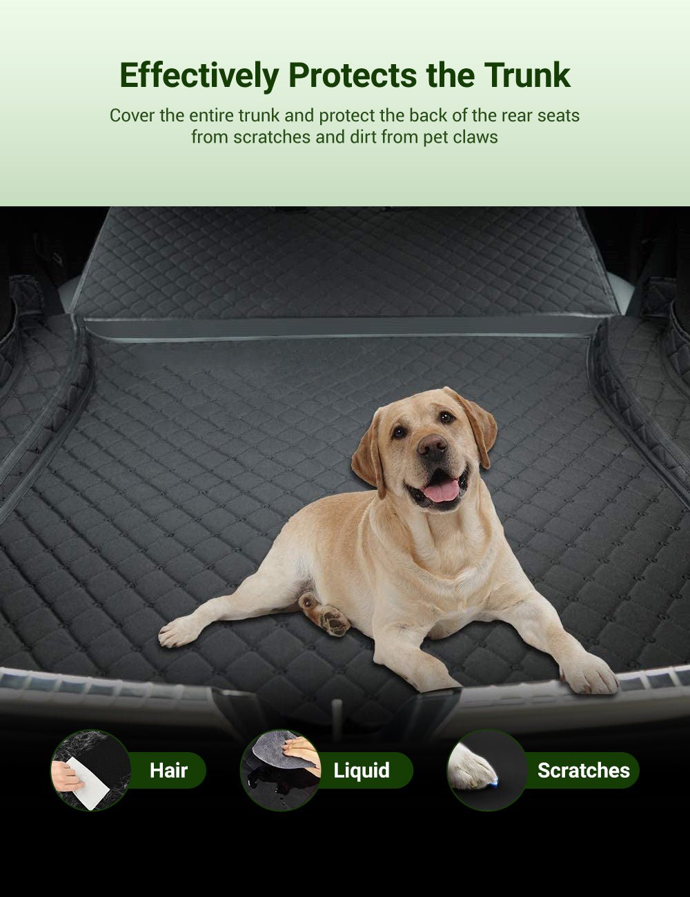 Waterproof Tesla Model 3 trunk pet mat by Tesery Official, designed to protect the trunk from pet hair and mess.