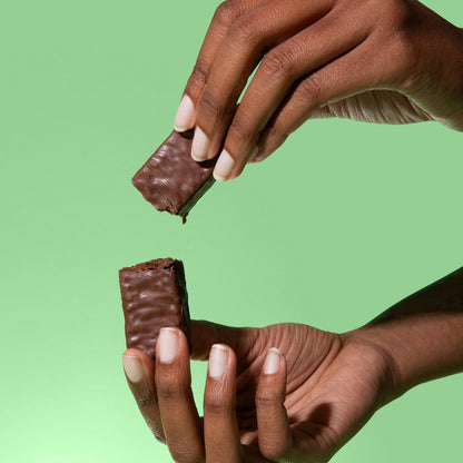 Biocare 15G Protein Minty Cocoa Crunch Bar showing the chocolate and mint-flavored protein bar with crunchy texture.