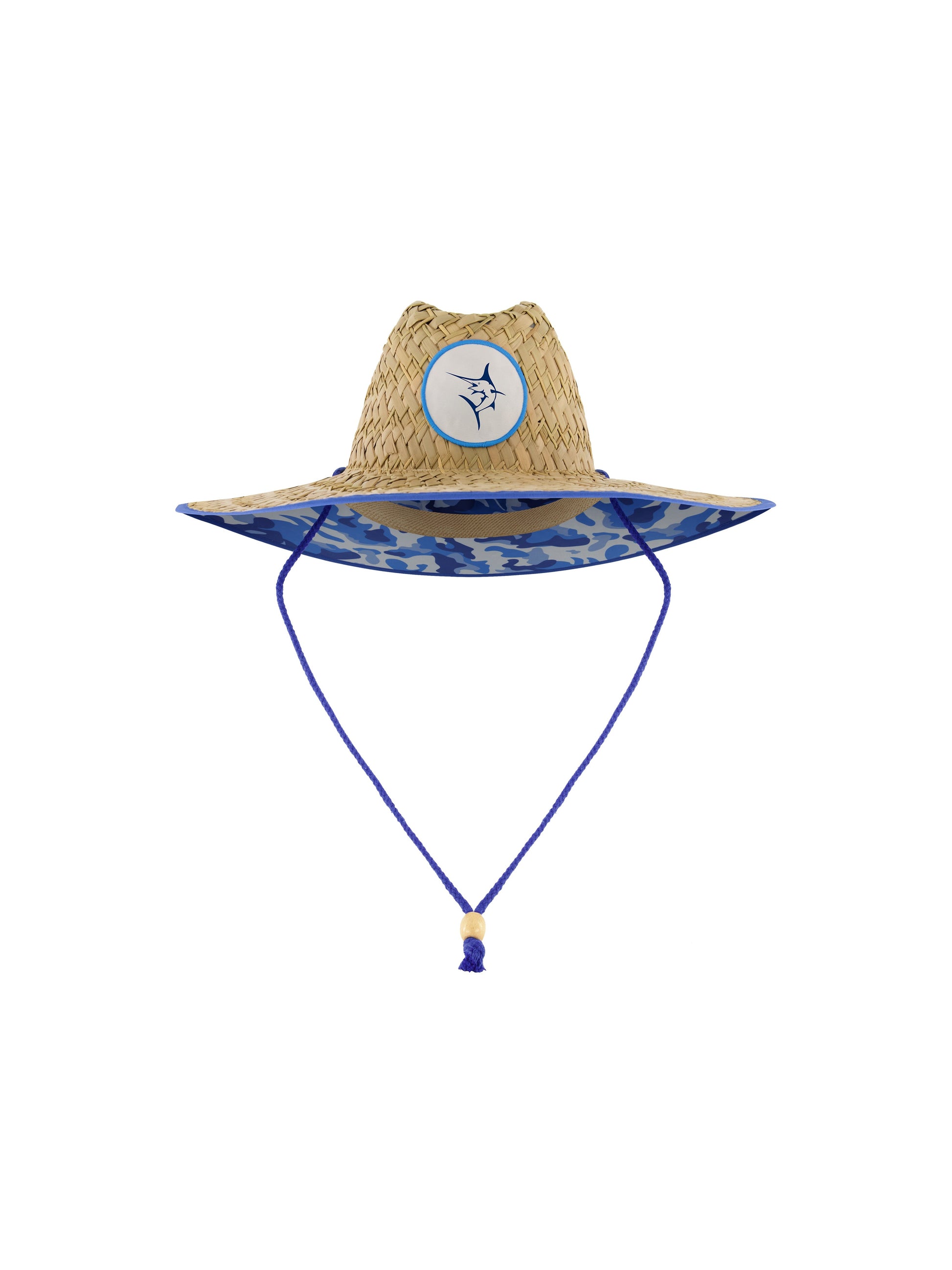 White Water Life Marlin straw hat with wide brim and woven texture, perfect for sun protection and casual outdoor wear.