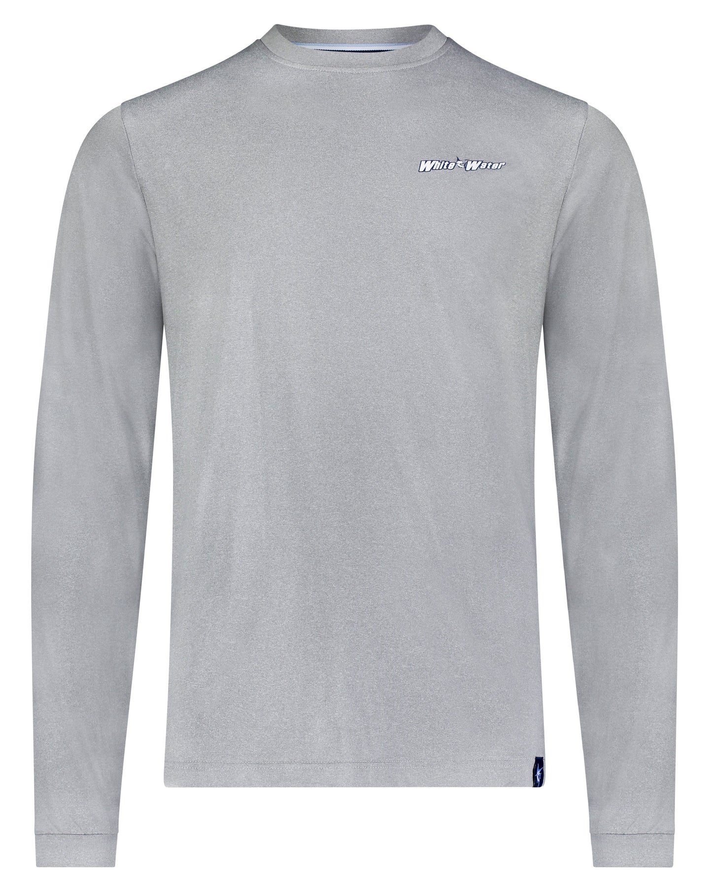 White Water Life bass graphic performance long sleeve tee featuring a bold bass design on black fabric.