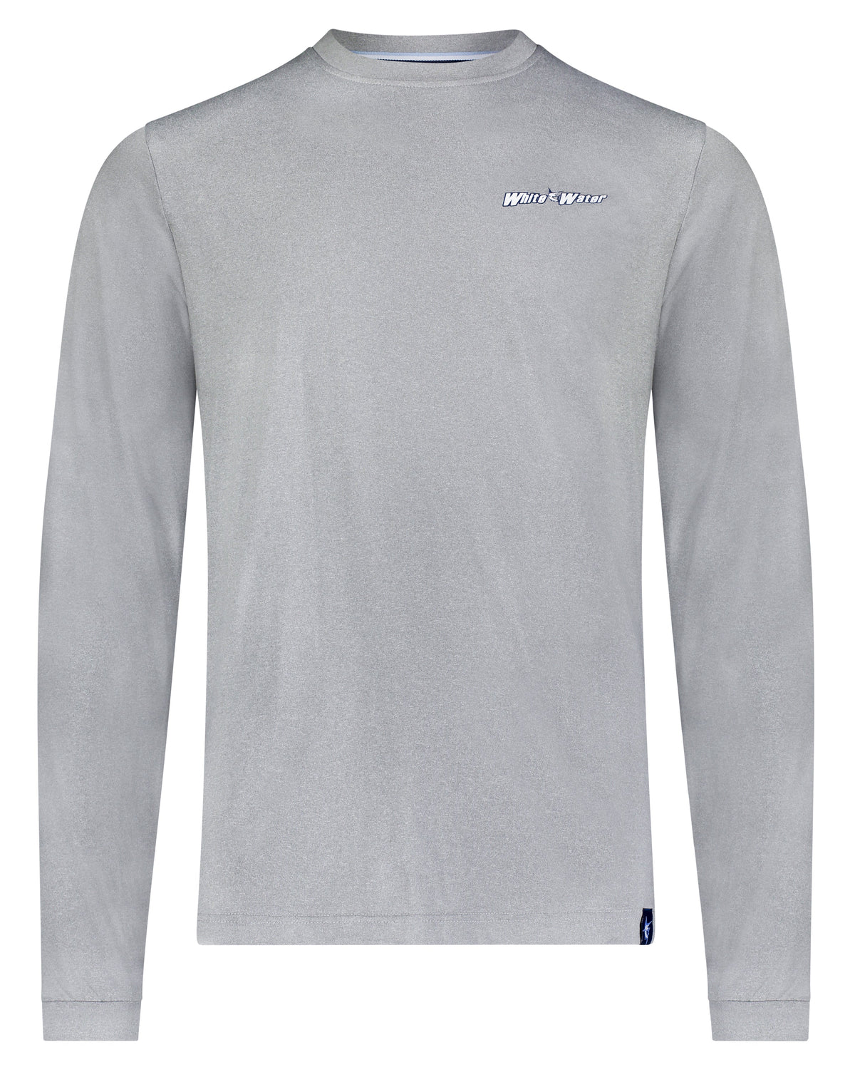 White Water Life bass graphic performance long sleeve tee featuring a bold bass design on black fabric.