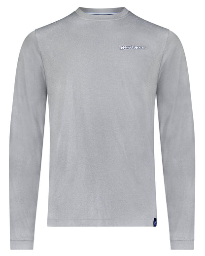 White Water Life bass graphic performance long sleeve tee featuring a bold bass design on black fabric.
