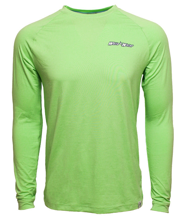 White Water Life Bass Graphic Performance Tee long sleeve shirt with bass fish design on the front.