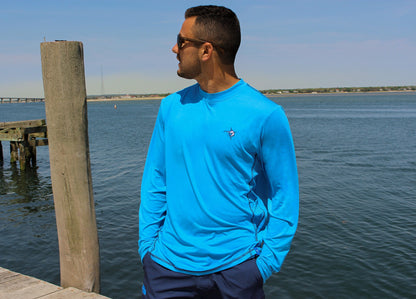 White Water Life Grander Performance long sleeve tee in black, featuring a fitted design and branded logo on the chest.