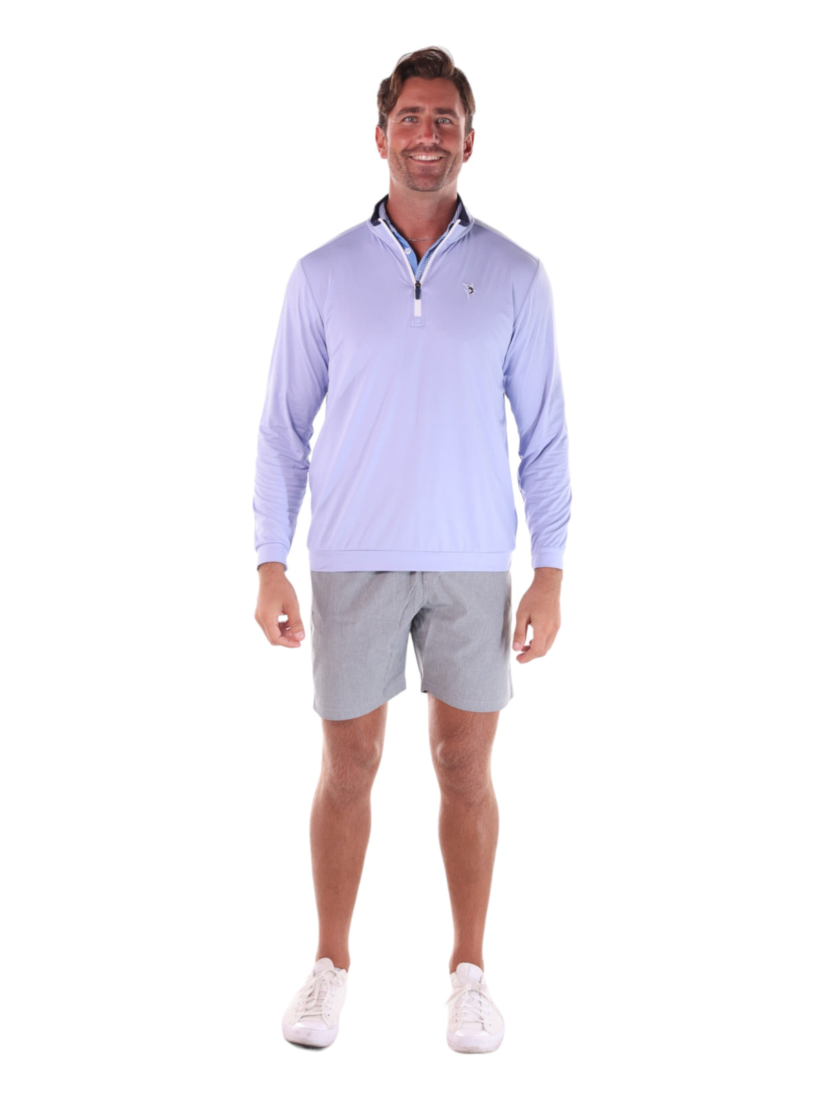White Water Life Long Beach quarter zip ultra-soft lightweight long sleeve top in grey with a casual fit and comfortable fabric.
