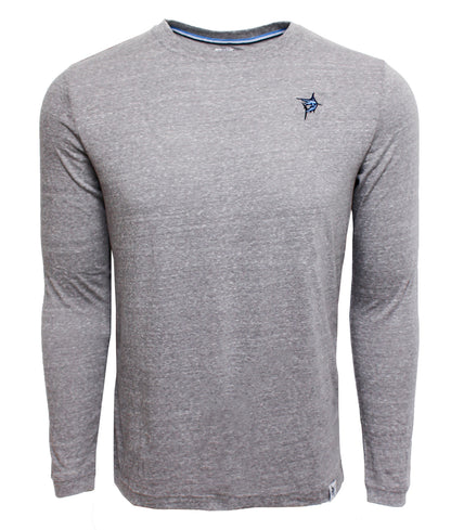 White Water Life Oasis LS Tee with long sleeves in a blended fabric, shown in a stylish outdoor setting.