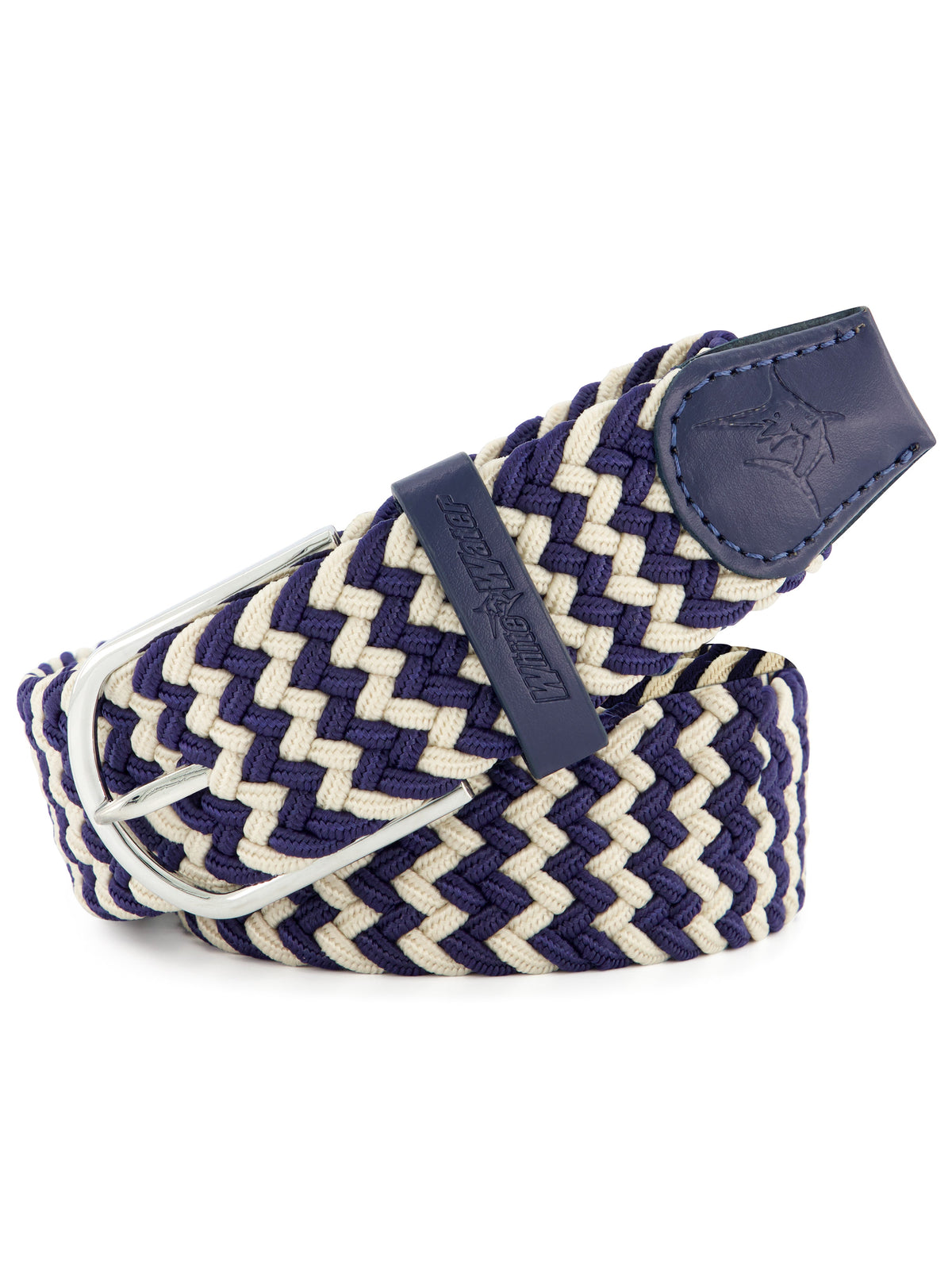 White Water Life Waterline braided belt featuring a woven design and adjustable strap, ideal for casual and outdoor outfits.