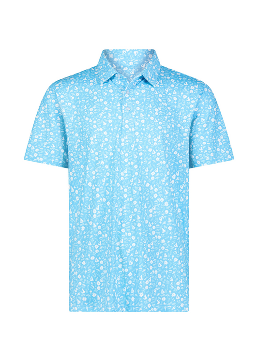 White Water Life Vacation Performance Polo shirt featuring a casual fit and breathable fabric, ideal for outdoor leisure activities.