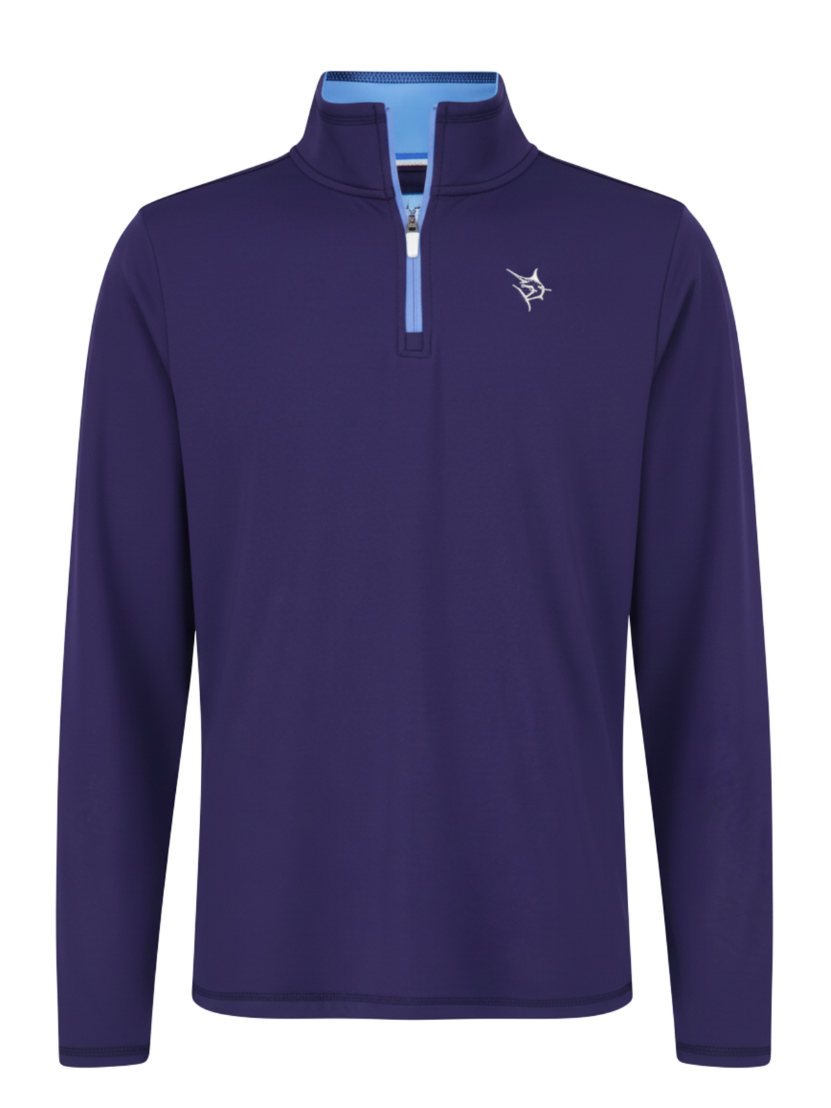Navy Montauk quarter zip midweight comfort shirt by White Water Life, featuring a quarter-length zipper and soft fabric.