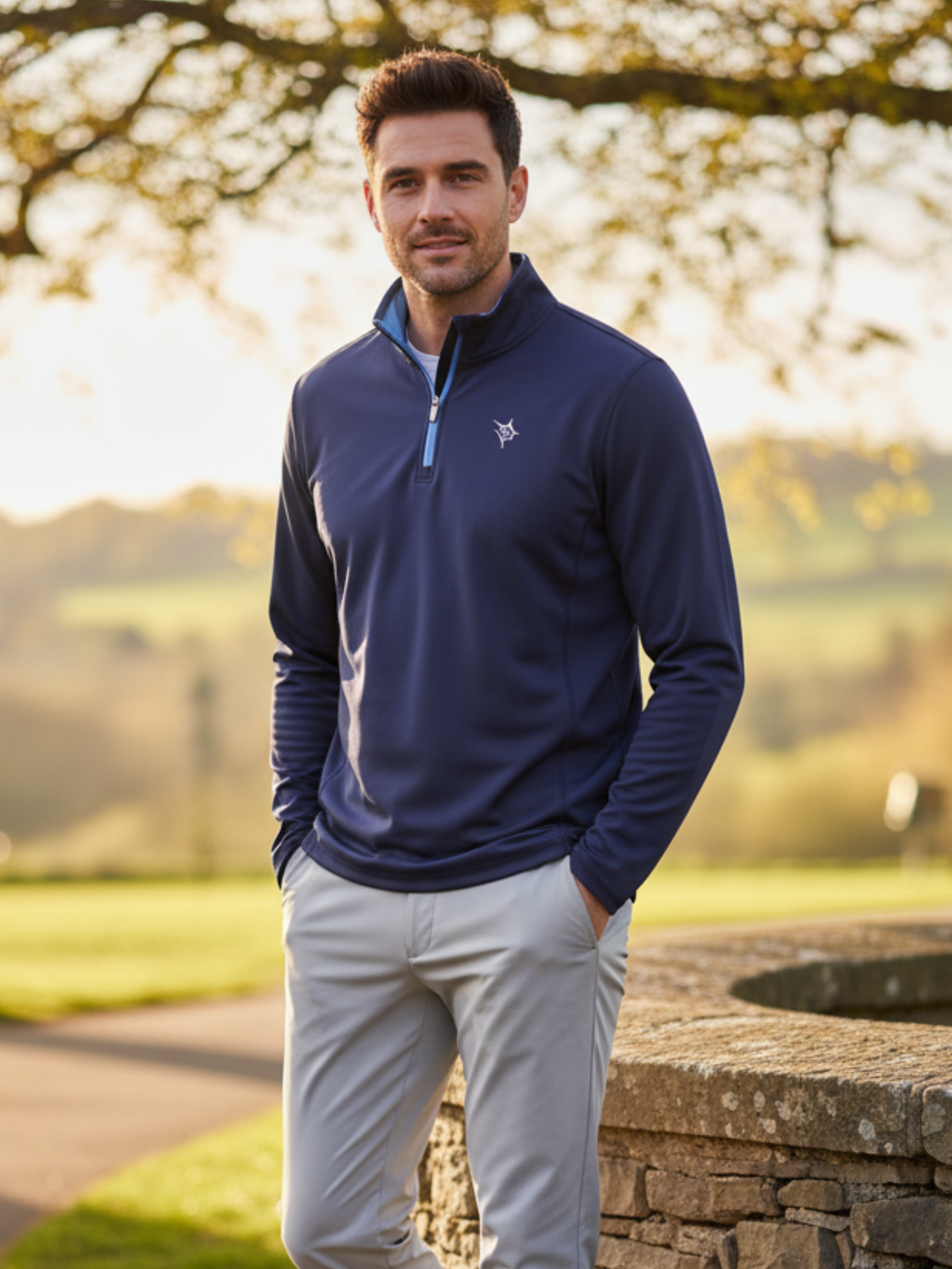 White Water Life Montauk quarter zip in navy, midweight comfort, featuring a quarter zip design and soft fabric for casual wear.