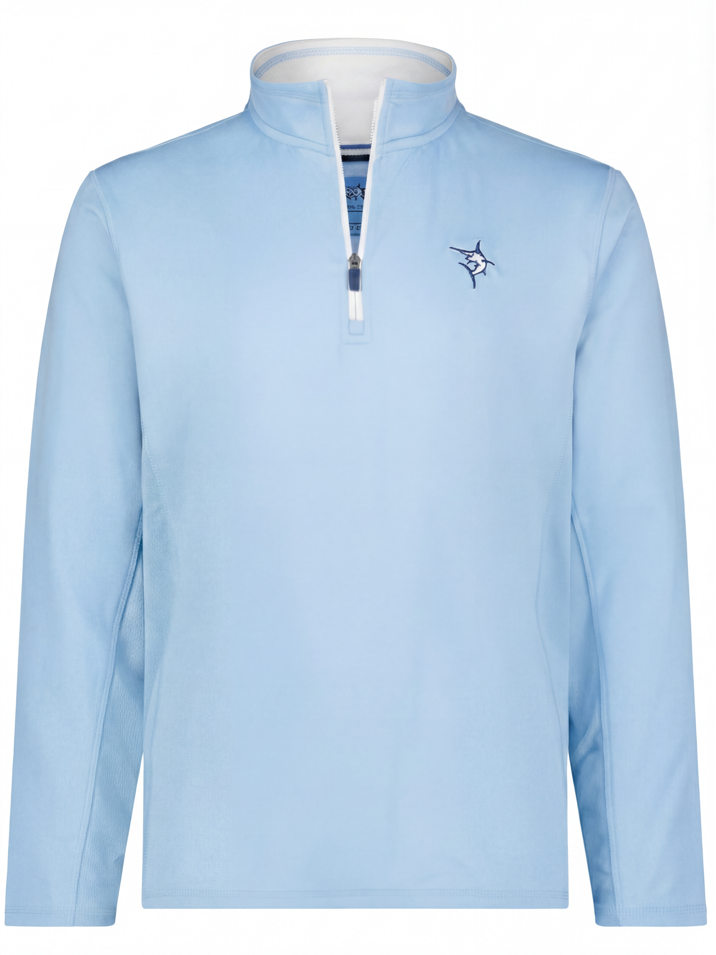 White Water Life Montauk quarter zip in pale blue, midweight comfort, featuring a soft fabric and casual fit.
