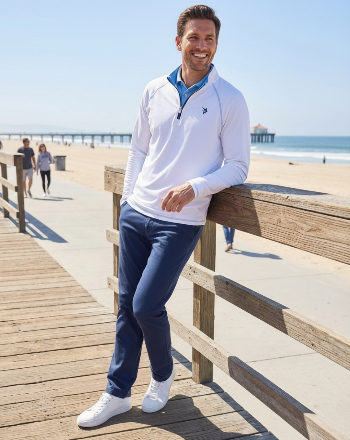 White Water Life New Harbor quarter zip sweatshirt in a relaxed fit, featuring a comfortable design and casual beach-inspired style.