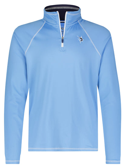 Light blue White Water Life New Harbor quarter zip featuring a comfortable, effortless fit and stylish design.