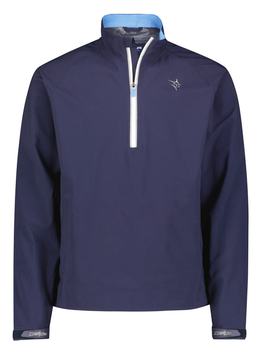 White Water Life Palm Beach waterproof quarter zip, navy blue, lightweight outdoor jacket with full front zipper and stand-up collar.
