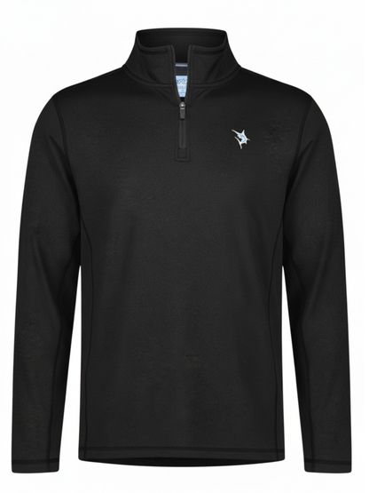 Black Montauk quarter zip from White Water Life, made of midweight, comfortable fabric, perfect for casual outdoor wear.