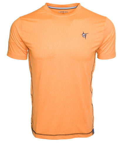 White Water Life Grander short sleeve performance tee with moisture-wicking fabric and athletic fit, displayed on a hanger.