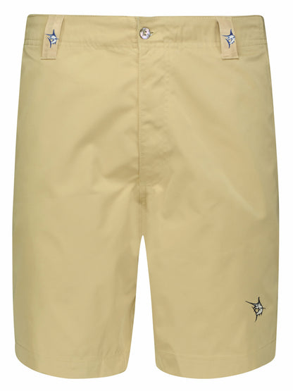 Khaki Captain Shorts by White Water Life featuring a relaxed fit and multiple pockets for outdoor adventures.