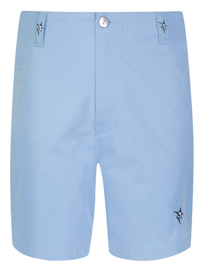 White Water Life Captain Shorts laid out flat, showcasing durable fabric and classic design for outdoor adventures.
